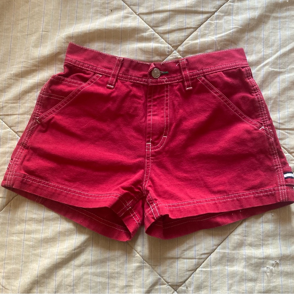 Tommy Hilfiger Red Carpenter Shorts / White Overstitch / Size: XS / 1